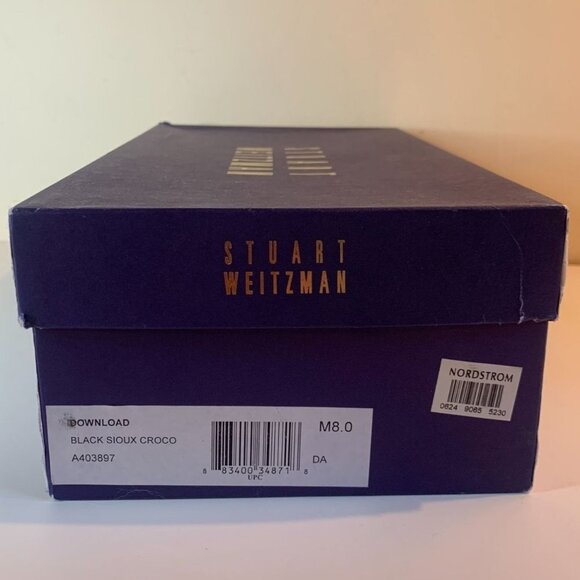 Stuart Weitzman Croc Embossed Patent Leather Loafer Shoe Black 8 M - Picture 9 of 9